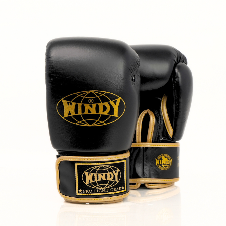 Windy BGVH boxing gloves in black and gold