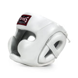 Twins Special HGL3 sparring headgear with high-density foam cheek and chin protection, lace-up top and hook-and-loop back closure for boxing, Muay Thai and kickboxing on a white background