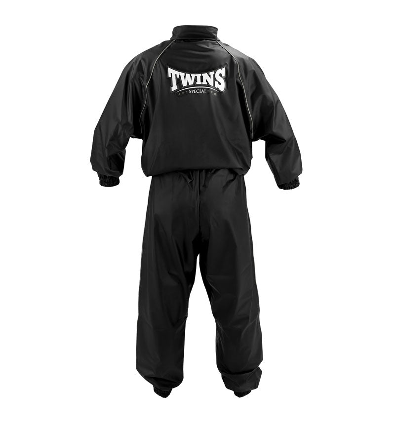 Twins Special VSS sauna suit for boxing and Muay Thai training, lightweight sweat suit jacket and pants set with full-coverage design on a white background