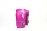 ARWUT BG5 The Ascent Muay Thai boxing gloves in Byzantium Purple, genuine leather training glove with high-density foam padding on a white background