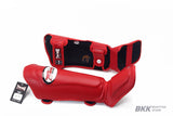 Twins Special SGL-10 shin guards in black synthetic leather with full-length shin and instep protection, secure hook-and-loop straps and padded support for Muay Thai and kickboxing training on a white background