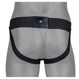 Windy elastic-band groin guard for boxing and Muay Thai, contoured protective cup with secure waistband and breathable athletic fit on a white background