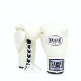 White boxing gloves with Thaisman branding on a white background