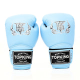 Top King TKBGSA Super Air boxing gloves with lightweight ventilated construction, multi-layer impact padding, ergonomic fist shape and secure hook-and-loop wrist closure for boxing and Muay Thai training on a white background