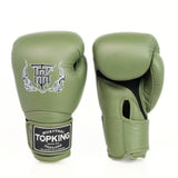 Top King TKBGSA Super Air boxing gloves with lightweight ventilated construction, multi-layer impact padding, ergonomic fist shape and secure hook-and-loop wrist closure for boxing and Muay Thai training on a white background