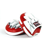 Twins Special PML-13 speed focus mitts in black and red with padded hand compartments and circular target pads for boxing and Muay Thai speed training on a white background