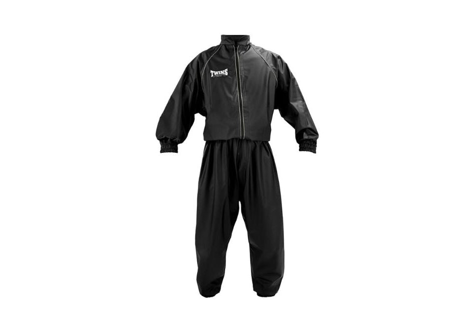Twins Special VSS sauna suit for boxing and Muay Thai training, lightweight sweat suit jacket and pants set with full-coverage design on a white background