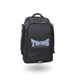 Twins Special BAG-5 backpack gym bag in black with durable storage construction, adjustable shoulder straps, zippered compartments and fight-gear carry capacity on a white background