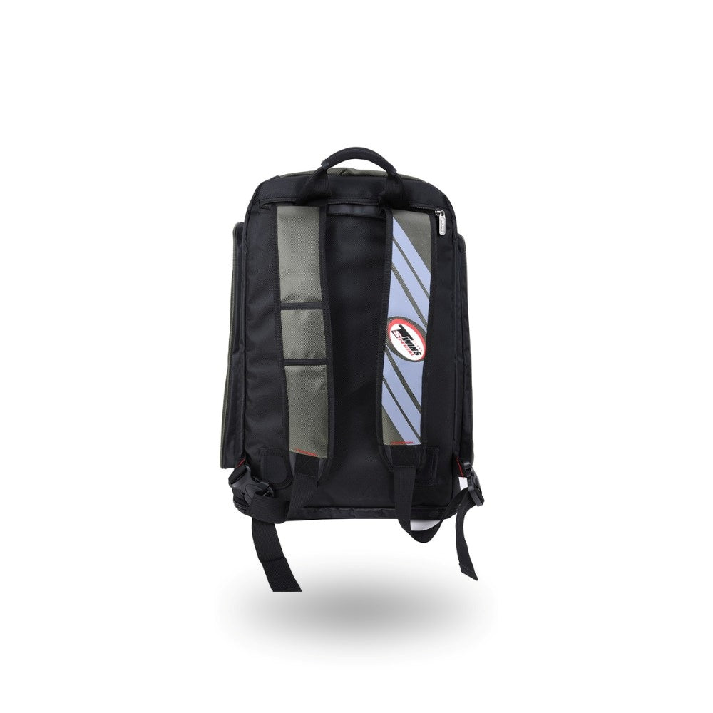 Twins Special BAG-5 backpack gym bag in black with durable storage construction, adjustable shoulder straps, zippered compartments and fight-gear carry capacity on a white background