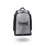 Twins Special BAG-5 backpack gym bag in black with durable storage construction, adjustable shoulder straps, zippered compartments and fight-gear carry capacity on a white background