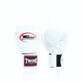White Twins Special BGVL-3 boxing gloves showing the knuckle and palm sides with wrist straps