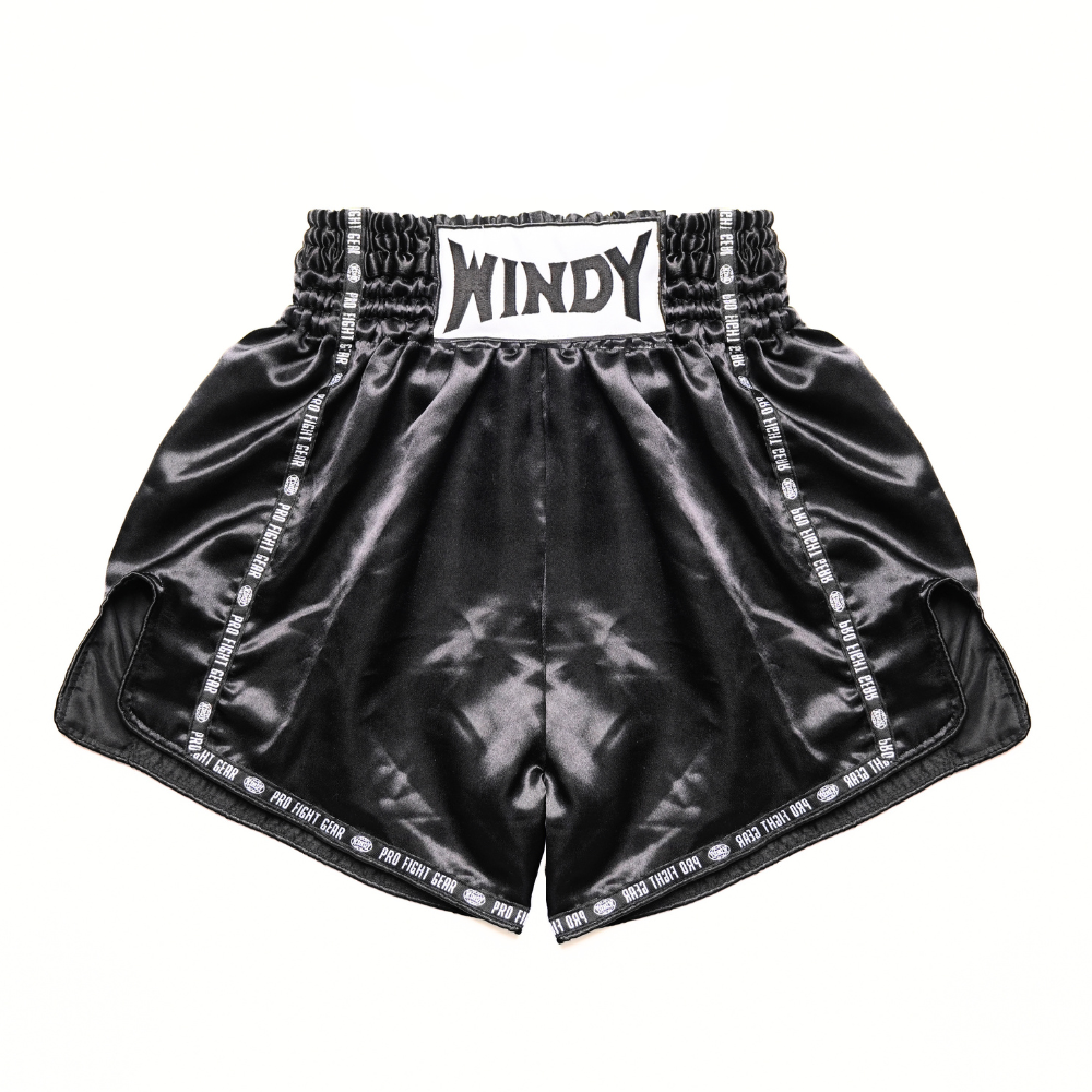 Windy Classic Satin Muay Thai Shorts Black