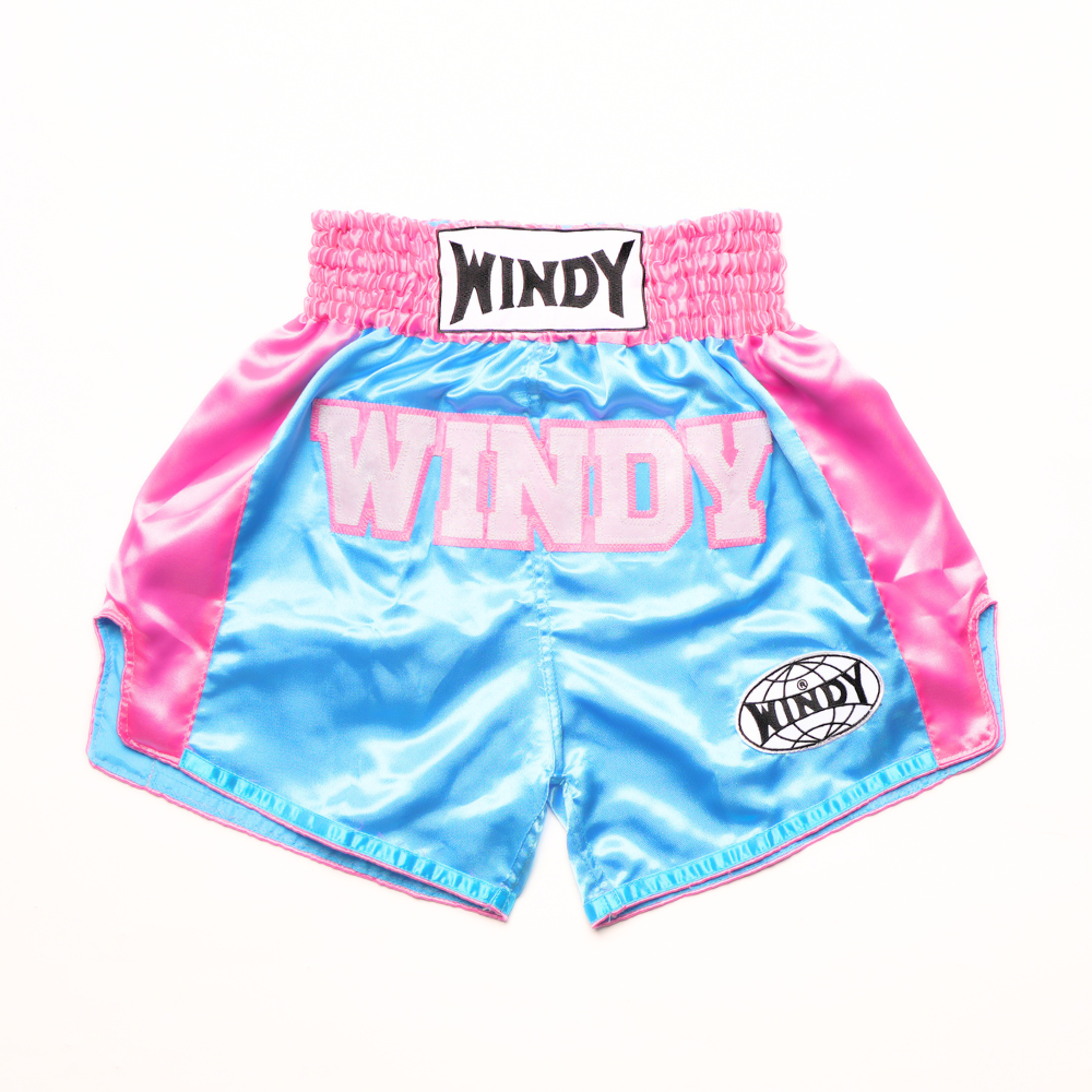 Product photo of Windy Classic Satin Muay Thai Shorts Candy Blue/PInk