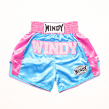 Product photo of Windy Classic Satin Muay Thai Shorts Candy Blue/PInk