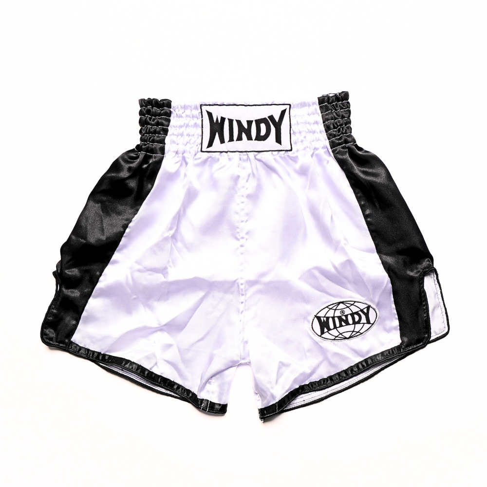 Product photo of Windy Classic Satin Muay Thai Shorts White/Black