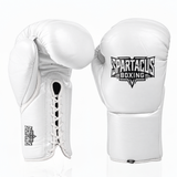 White Spartacus Boxing ClassicPro gloves with a slim vintage profile.