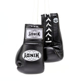 Windy BGL black lace-up boxing gloves with extended side padding, secure wrist support and Windy branding, pair on a white background