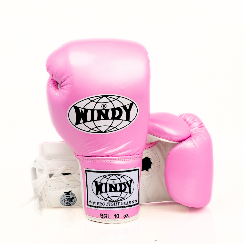 Windy [BGL] Metallic Lace Up Boxing Gloves Pink/White — product photo 6