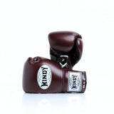 Windy BGL maroon lace-up boxing gloves with extended side padding and Windy branding, pair on a white background