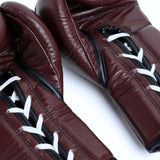 Windy BGL maroon lace-up boxing gloves with extended side padding and Windy branding, pair on a white background