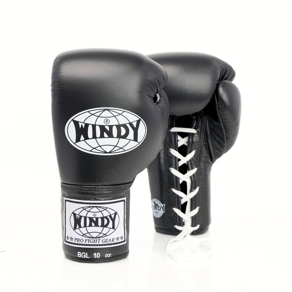 Windy [BGL] Lace Up Boxing Gloves Black
