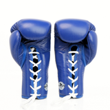Windy BGL blue lace-up boxing gloves with extended side padding, secure wrist support and Windy branding, pair on a white background