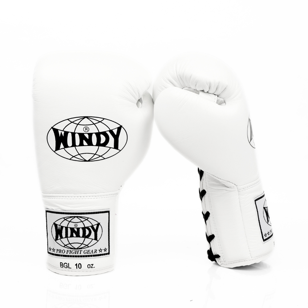 Windy [BGL] Lace Up Boxing Gloves White — product photo 2