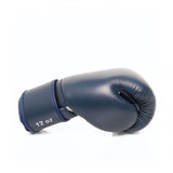 ARWUT BG5 The Ascent Oxford Blue Muay Thai boxing glove, single side view in leather with 12 oz wrist marking and white branding on a white background
