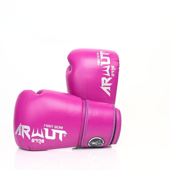 ARWUT BG5 The Ascent Muay Thai boxing gloves in Byzantium Purple, genuine leather training glove with high-density foam padding on a white background