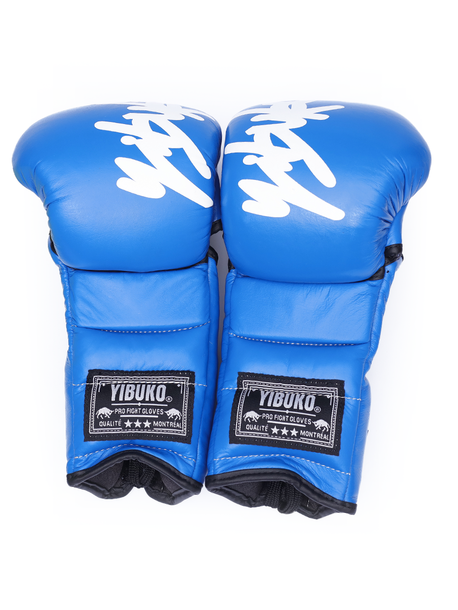 Yibuko Blue Lace-Up MMA Gloves