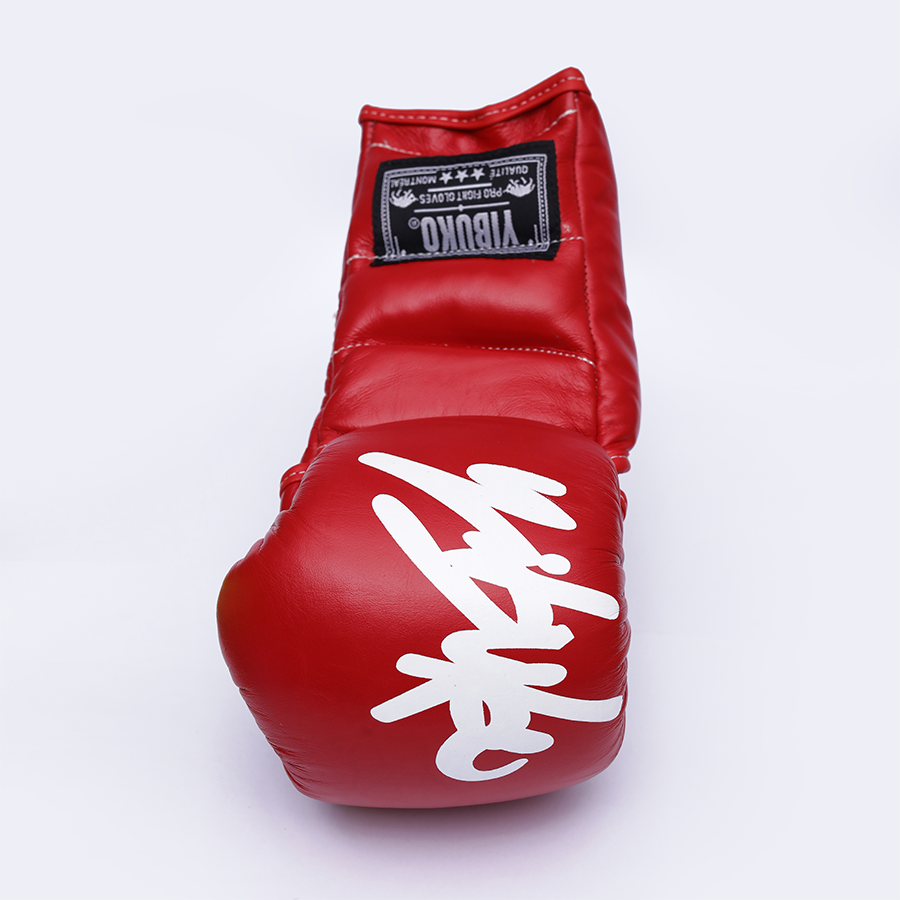 Yibuko lace-up mma glove classic red lace-up MMA gloves – view 2