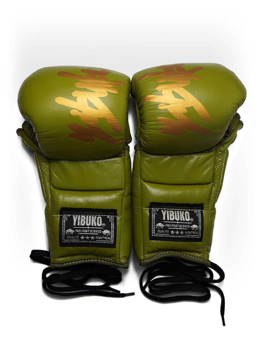 Yibuko lace-up mma glove gold olive lace-up MMA gloves