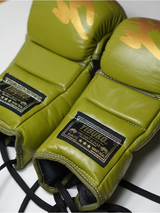 Yibuko lace-up mma glove gold olive lace-up MMA gloves – view 2