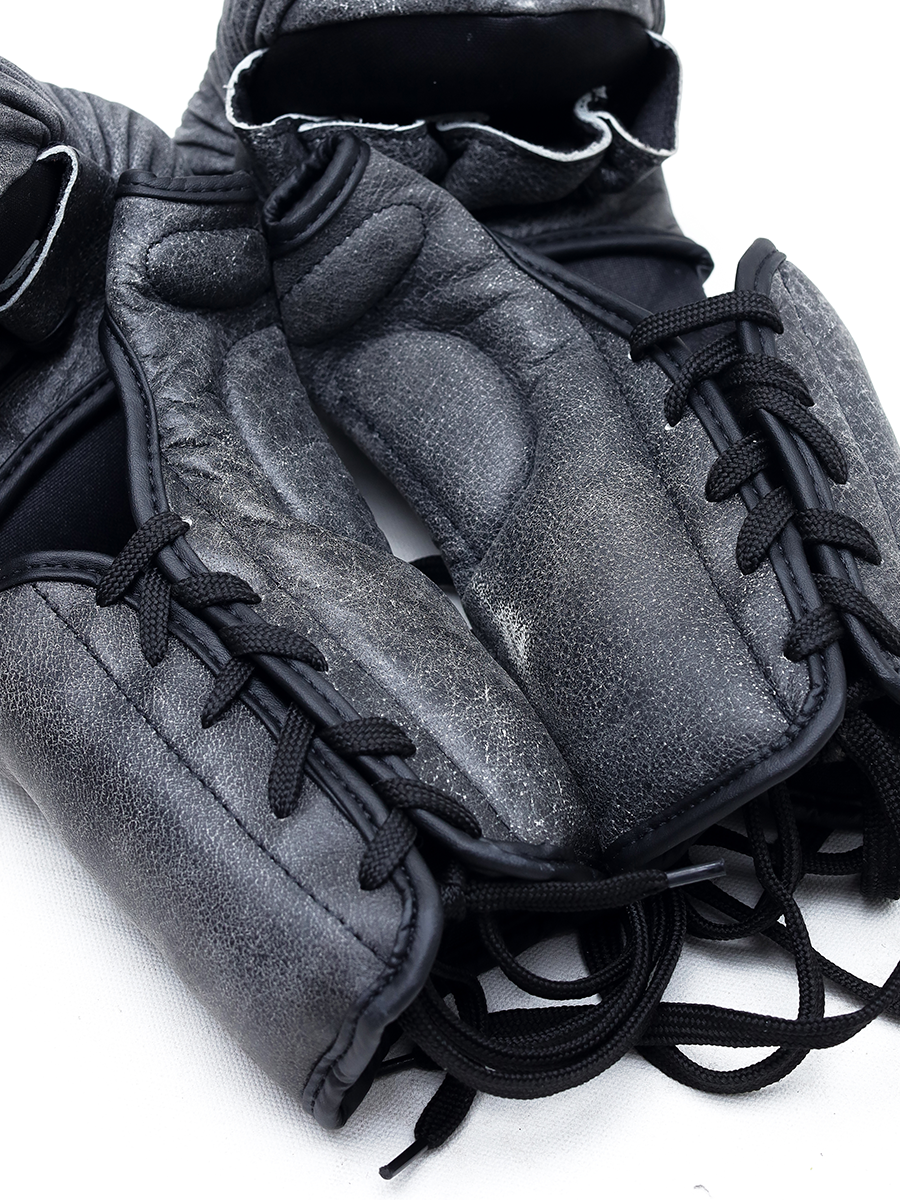 Yibuko lace-up mma glove vintage grey lace-up MMA gloves – view 3