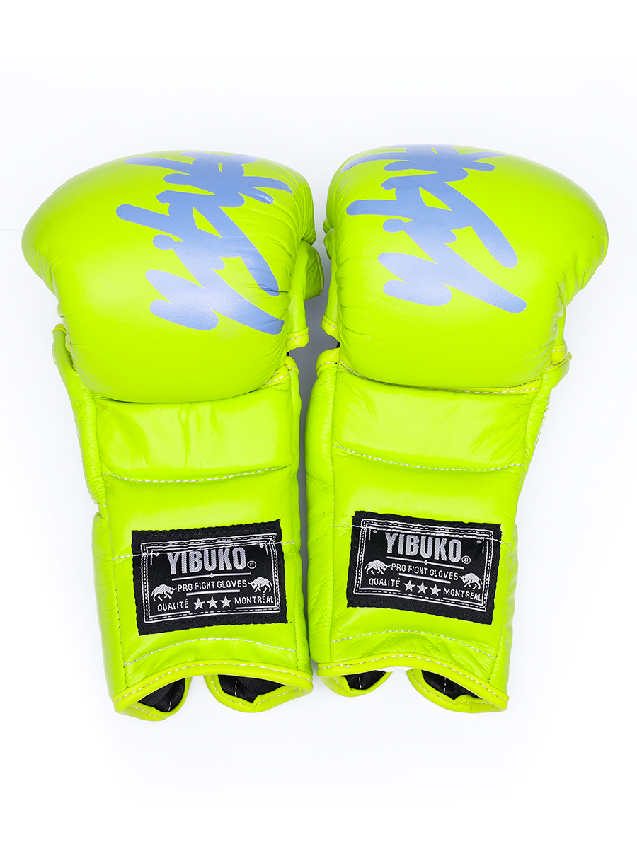 Yibuko lace-up mma glove neon green lace-up MMA gloves