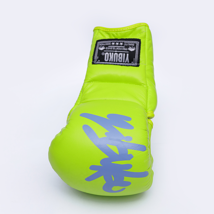 Yibuko lace-up mma glove neon green lace-up MMA gloves – view 2