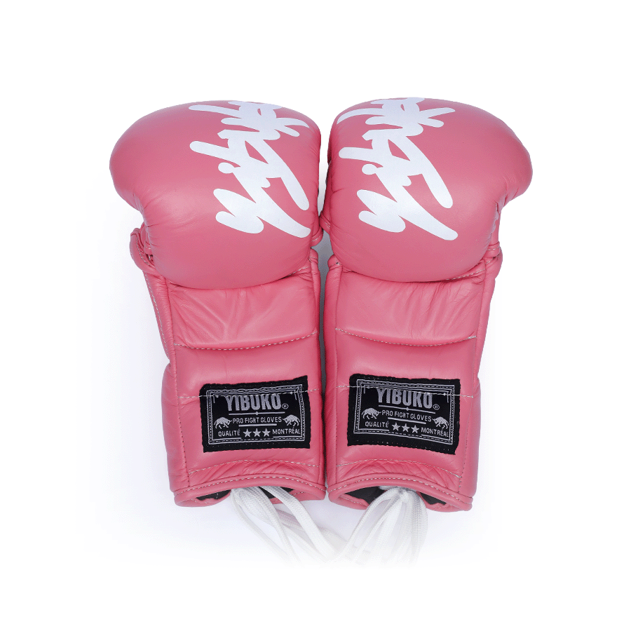 Yibuko Pink Lace-Up MMA Gloves