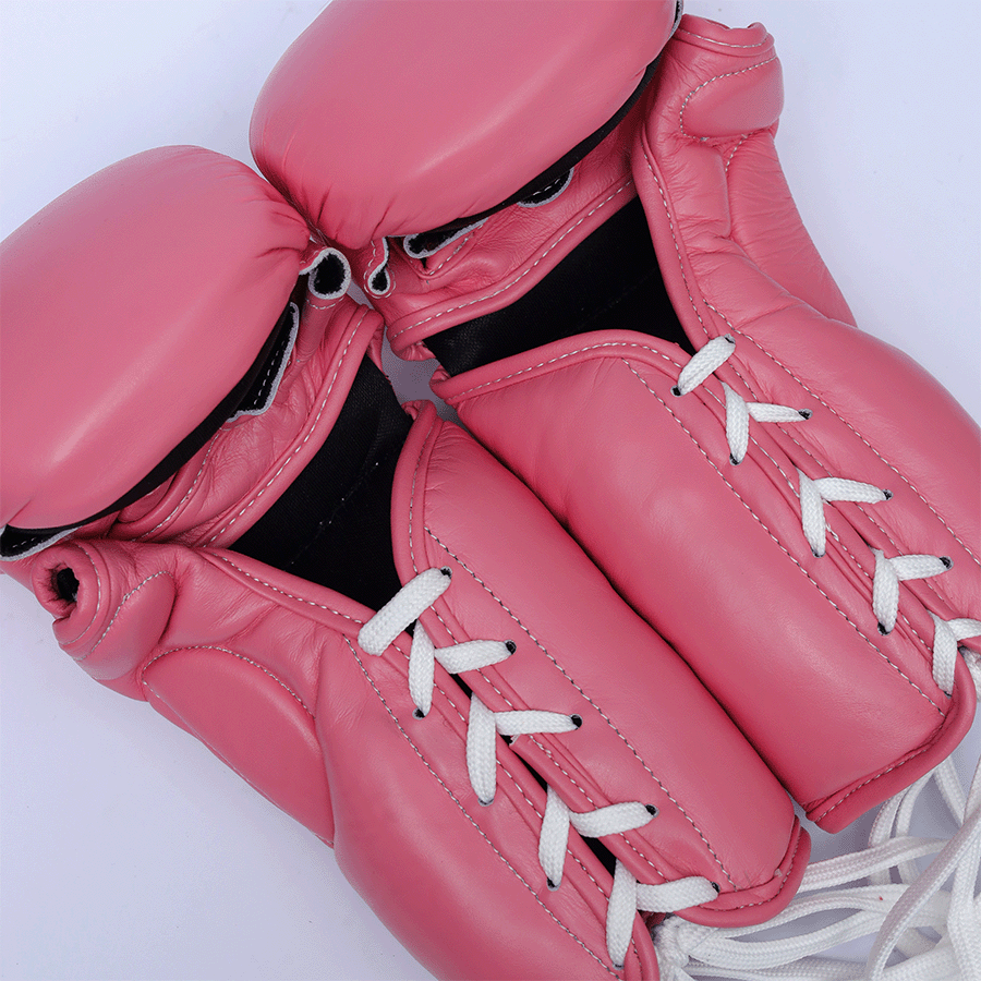 Yibuko lace-up mma glove pink lace-up MMA gloves – view 4