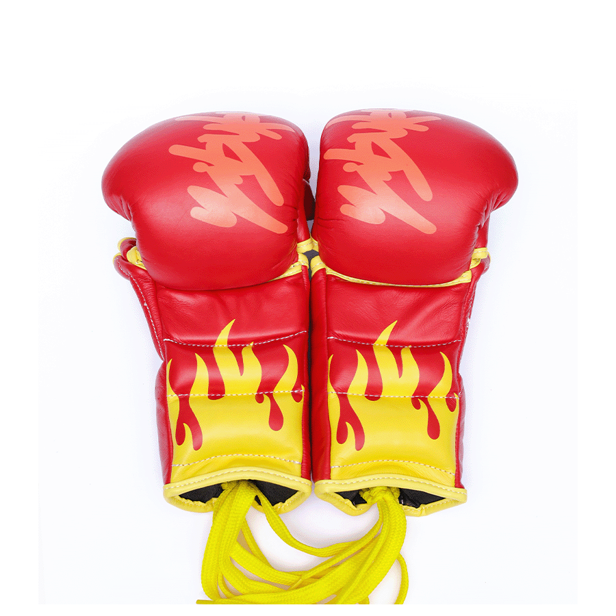 Yibuko red hot limited edition lace-up MMA gloves