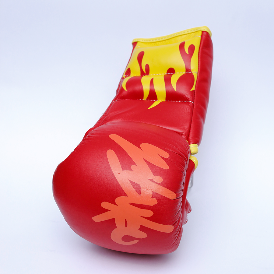 Yibuko red hot limited edition lace-up MMA gloves – view 2