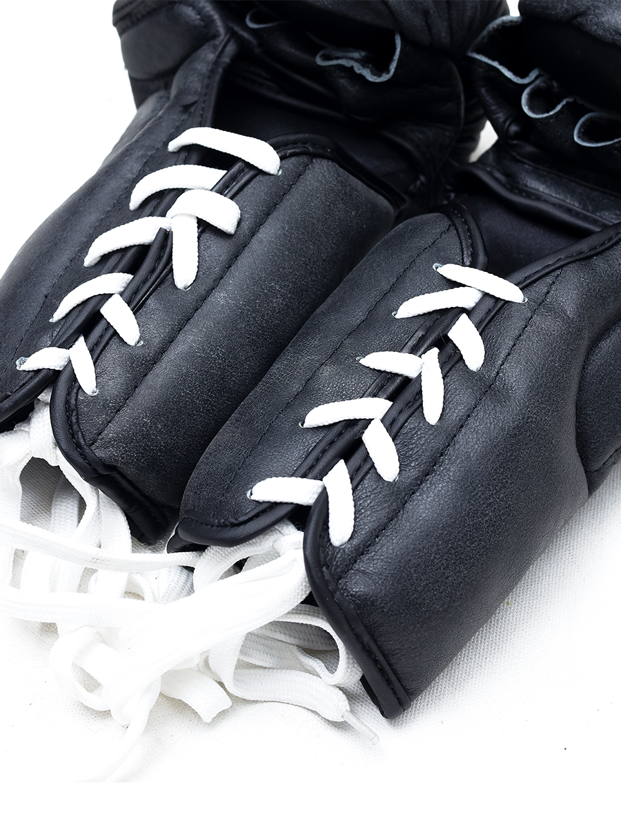 Yibuko lace-up mma glove vintage black lace-up MMA gloves – view 4