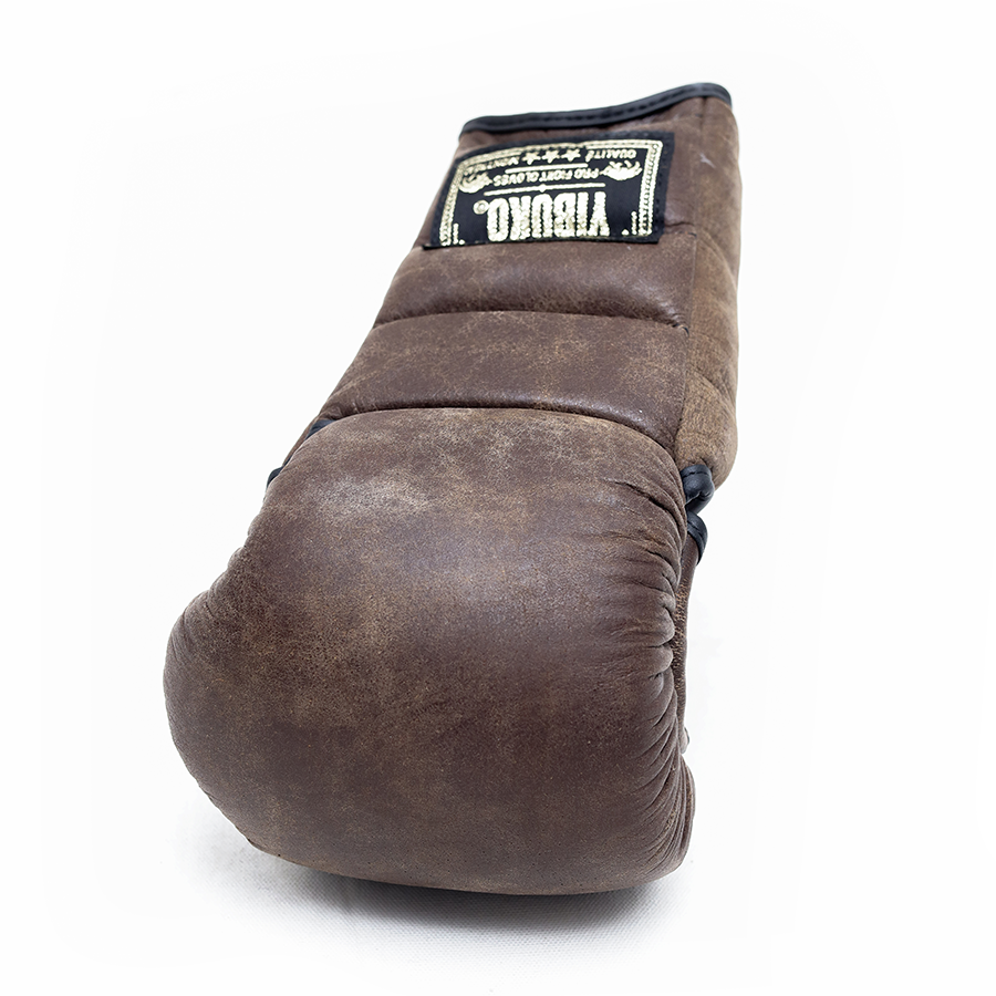 Yibuko lace-up mma glove vintage brown lace-up MMA gloves – view 2