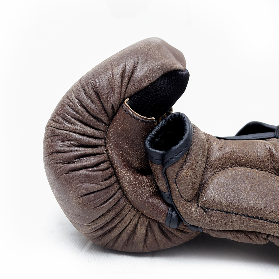Yibuko lace-up mma glove vintage brown lace-up MMA gloves – view 3