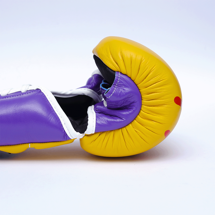 Yibuko lace-up mma glove yellow lace-up MMA gloves – view 2
