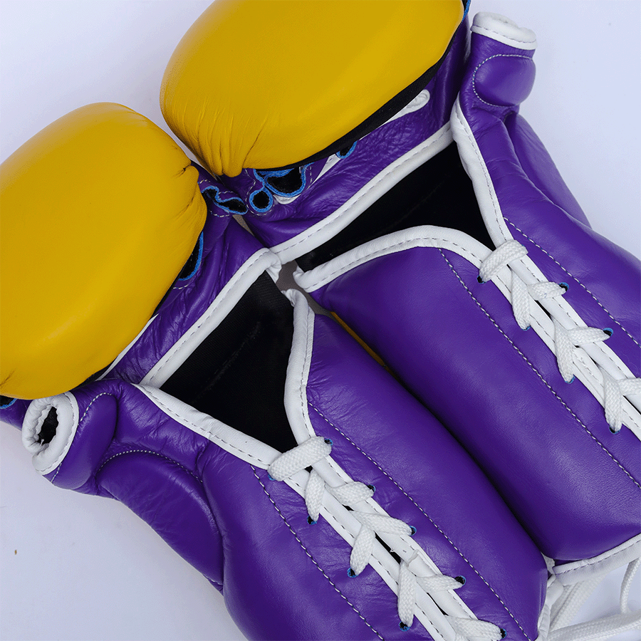 Yibuko lace-up mma glove yellow lace-up MMA gloves – view 4